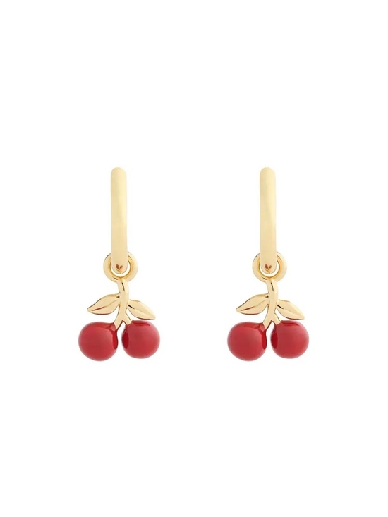 Coach Jewelry - Coach Gold-Tone Cherry Hoop Earrings with Red Enamel Charms